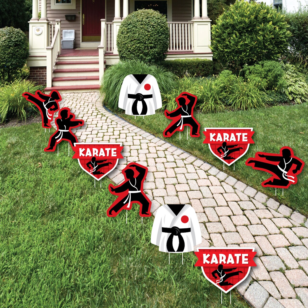Big Dot of Happiness Karate Master - Lawn Decorations - Outdoor Martial Arts Birthday Party Yard Decorations - 10 Piece
